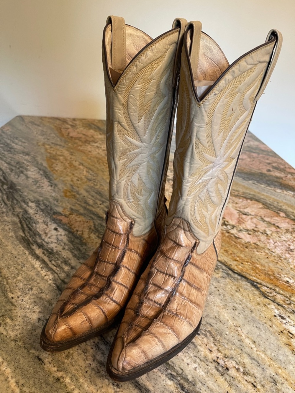 Rancho Leather Western Caiman Print Boots , Size Mens 7 EE Women’s 8.5 EE
